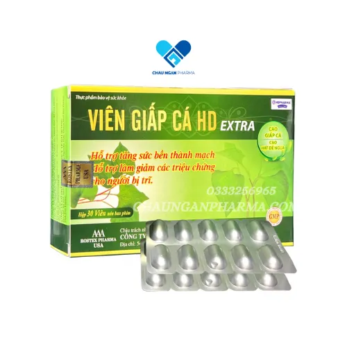 Viên Giấp Cá HD Extra - Hộp 30 viên - Giảm táo bón, trĩ, tăng sức bền thành mạch - Châu Ngân Pharma - Ảnh 2