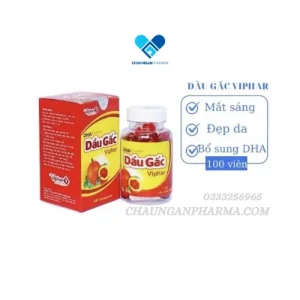 DẦU GẤC Viphar - hộp 100 viên - Chống oxy hóa, chống lão hóa da, dưỡng da, bảo vệ da, ngăn ngừa và giảm nám - Châu Ngân Pharma