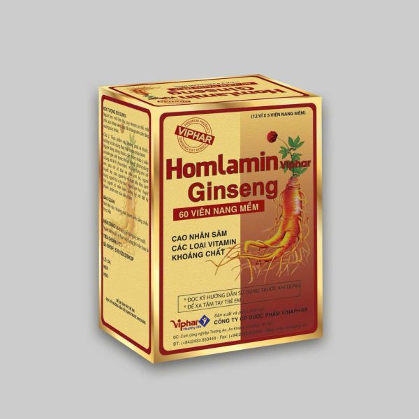 Homlamin Ginseng Mẫu cũ (HOMTAMIN VIPHAR GINSENG) Hộp 60 viên – Châu Ngân Pharma