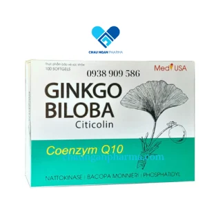 Viên uống bổ não GINKO BILOBA Citicolin Coenzym Q10 MediUSA T.P Hộp 100 viên - Châu Ngân Pharma
