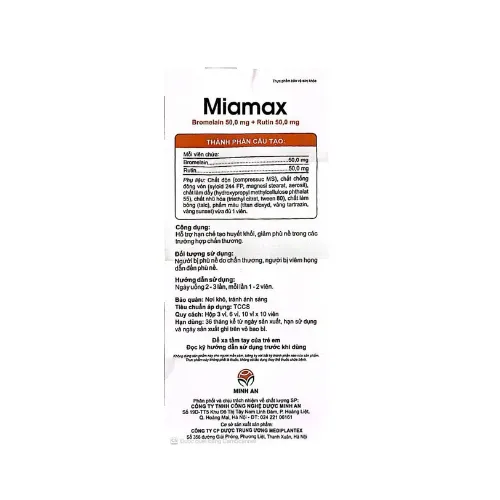 TPBVSK MIAMAX MPL Làm ch.ậm đ.ông máu Hỗ trợ h.ạn ch.ế tạo hu.yết khối Hộp 60 viên - Ảnh 8